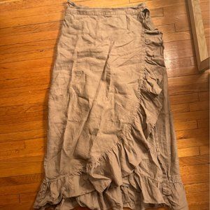 Wilfred Linen Wrap Ruffle Skirt, Size Large